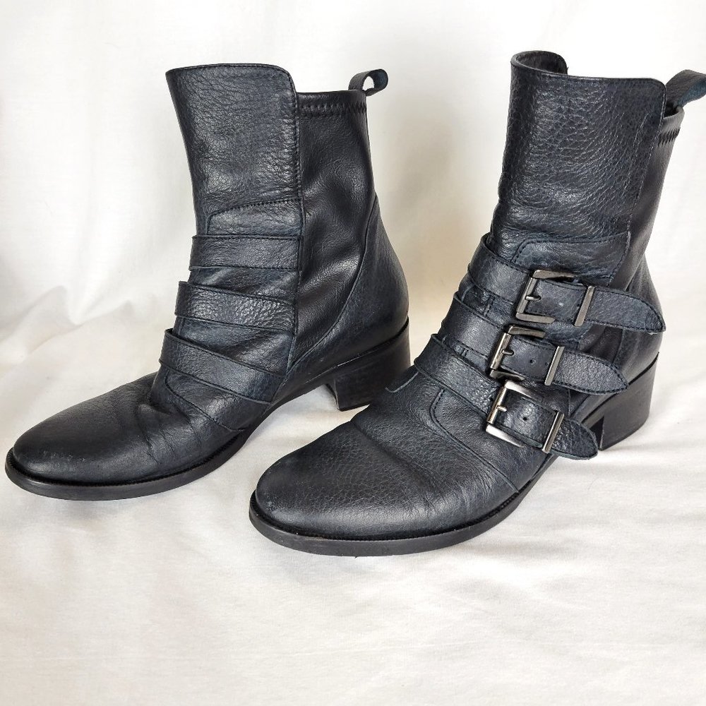 STELLE MONELLE Black Vera Gomma Buckle Ankle Boots - 38
